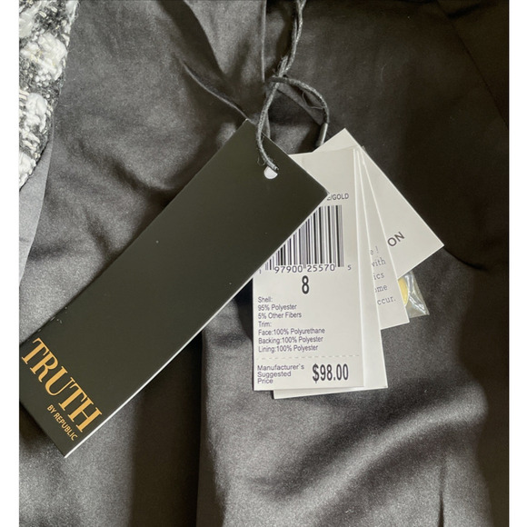 New $98.00 TRUTH BY REPUBLIC Nordstrom Womens 10 Black Tweed Quiet Luxury Blazer - Picture 8 of 16